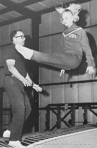 Judith Ford, Miss America 1969, in action on the trampoline